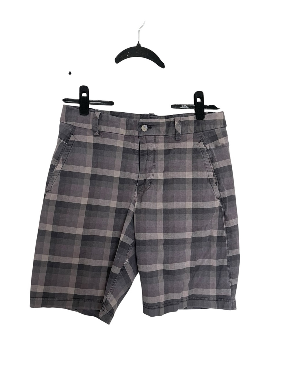 lululemon Gray Plaid Flat-Front Men's Shorts